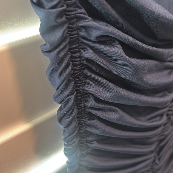 Navy Blue Ruched Straplesss Lucy in the Sky Dress - Picture 5 of 7